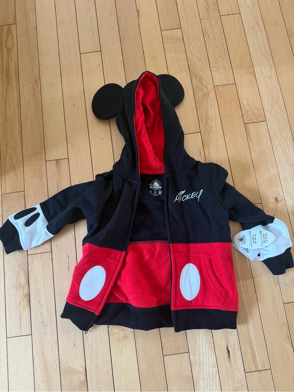Disney Mickey Mouse Hoodie in Black & Red with Ears